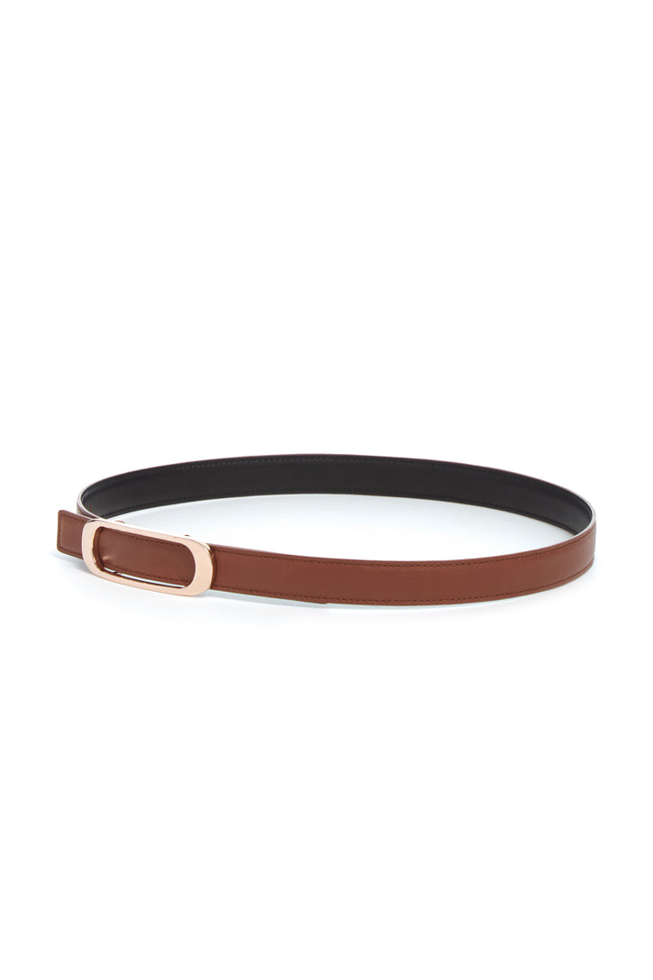 Small Timon Reversible Belt in Cognac & Black Leather