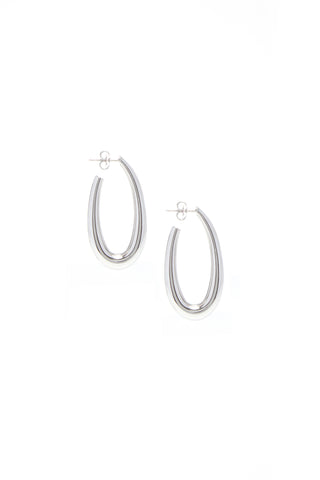 Large Drop Earrings in 18K White Gold