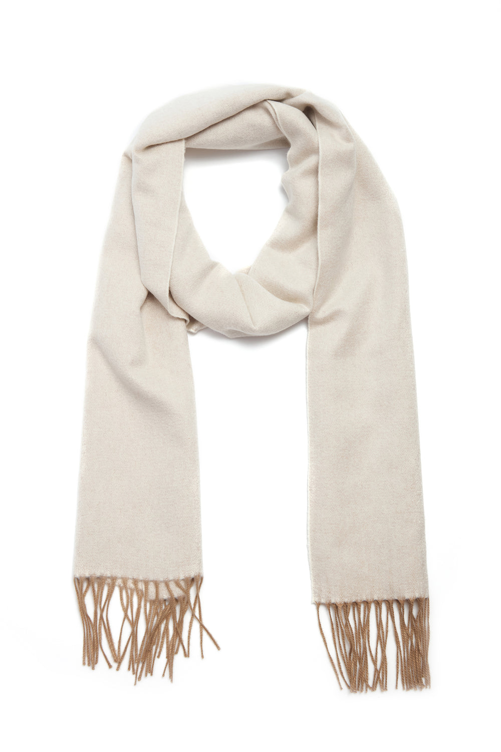 Blaine Fringe Scarf in Ivory Melange Brushed Silk Cashmere