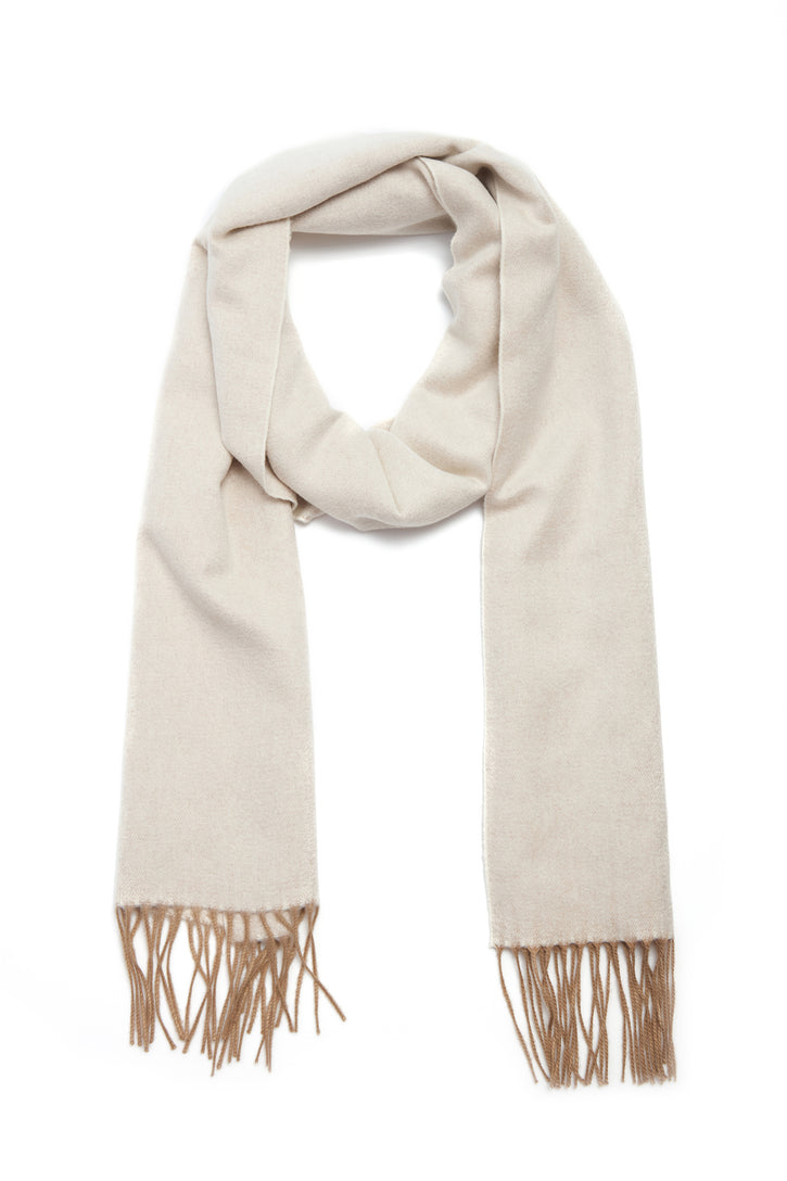 Blaine Fringe Scarf in Ivory Melange Silk Cashmere