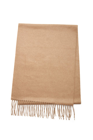 Blaine Fringe Scarf in Camel Brushed Silk Cashmere