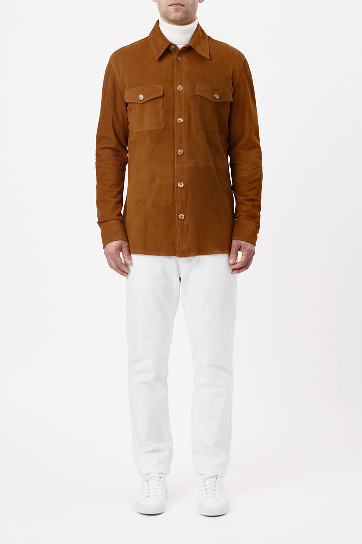 Lucas Overshirt in Camel Suede