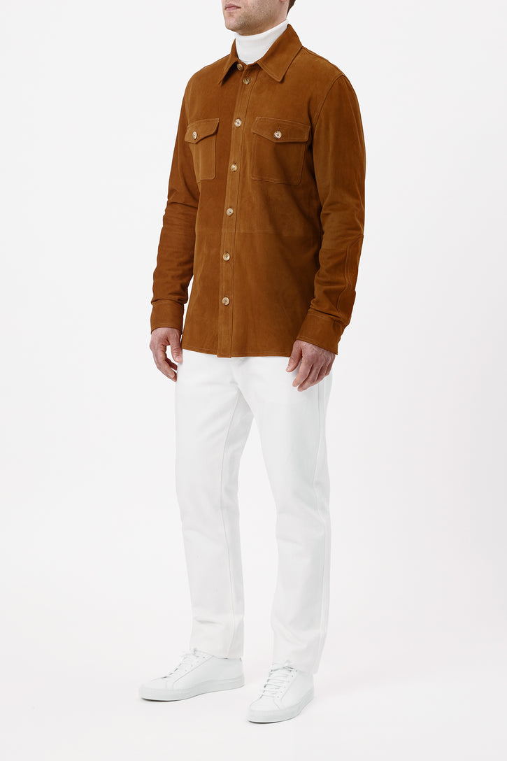 Lucas Overshirt in Camel Suede