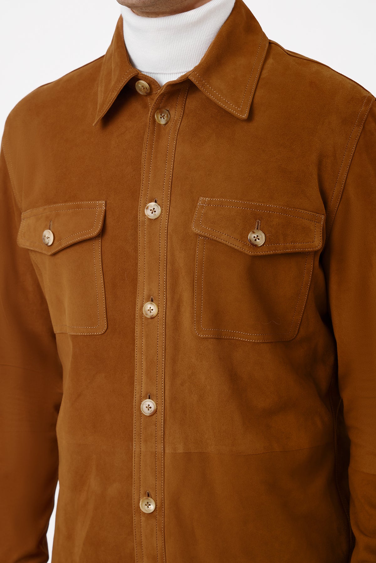 Lucas Overshirt in Camel Suede