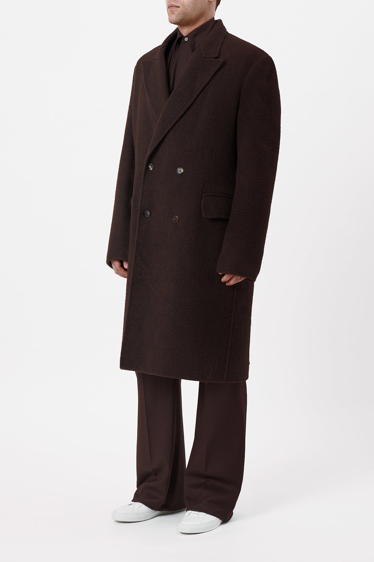 Mcaffrey Coat in Chocolate Double-Face Recycled Cashmere