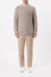Daniel Knit Sweater in Oatmeal Multi Aran Cashmere