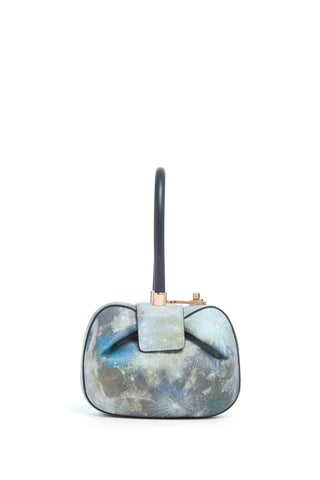 Demi Moon Bag in Painted Dark Navy Textured Leather