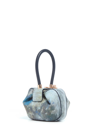Demi Moon Bag in Painted Dark Navy Textured Leather