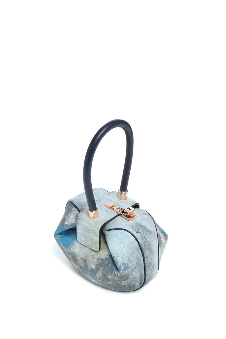 Demi Moon Bag in Painted Dark Navy Textured Leather