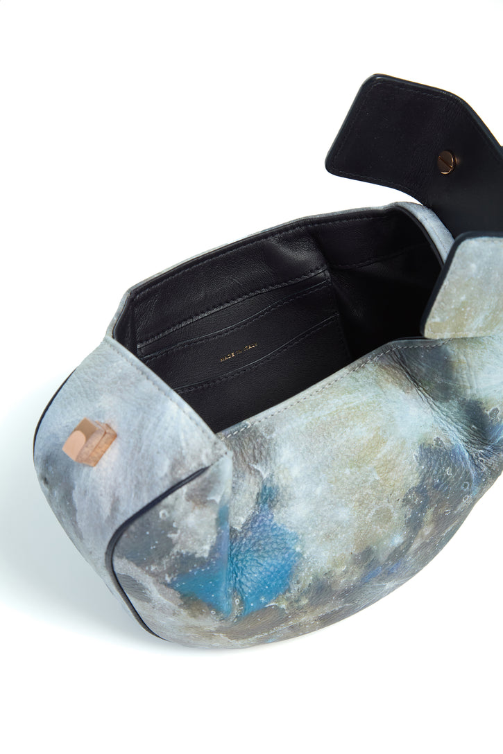 Demi Moon Bag in Painted Dark Navy Textured Leather