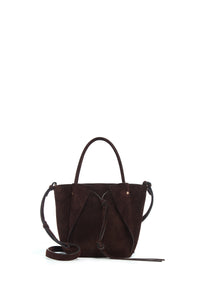 Small Marija Tote Bag in Chocolate Suede
