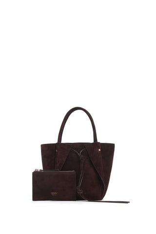 Small Marija Tote Bag in Chocolate Suede