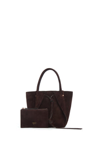Small Marija Tote Bag in Chocolate Suede