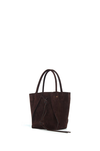 Small Marija Tote Bag in Chocolate Suede