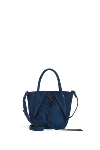 Small Marija Tote Bag in Navy Suede