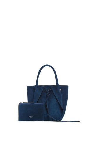 Small Marija Tote Bag in Navy Suede