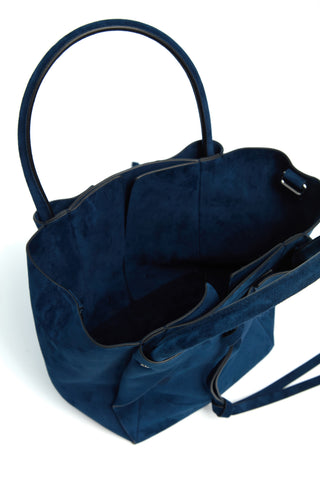 Small Marija Tote Bag in Navy Suede