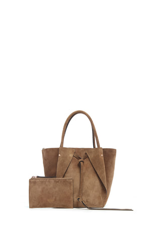 Small Marija Tote Bag in Dark Sand Suede