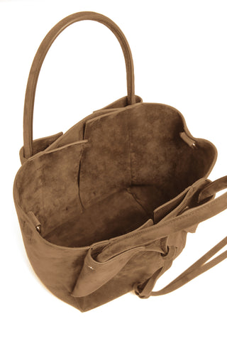 Small Marija Tote Bag in Dark Sand Suede