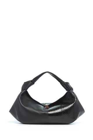 Small Antonia Bag in Black Nappa Leather & Snakeskin