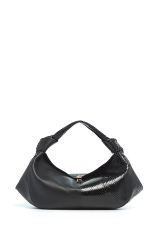Small Antonia Bag in Black Nappa Leather & Snakeskin