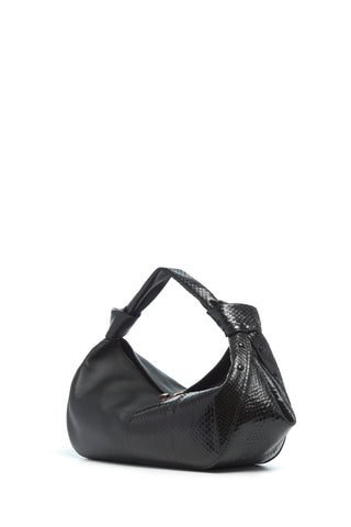 Small Antonia Bag in Black Nappa Leather & Snakeskin