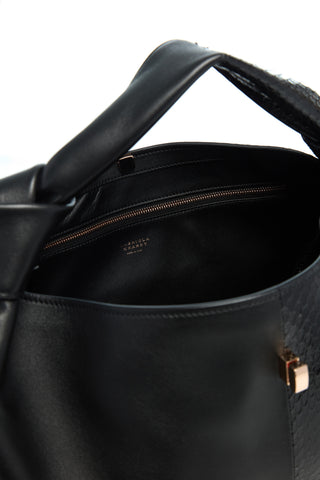 Small Antonia Bag in Black Nappa Leather & Snakeskin