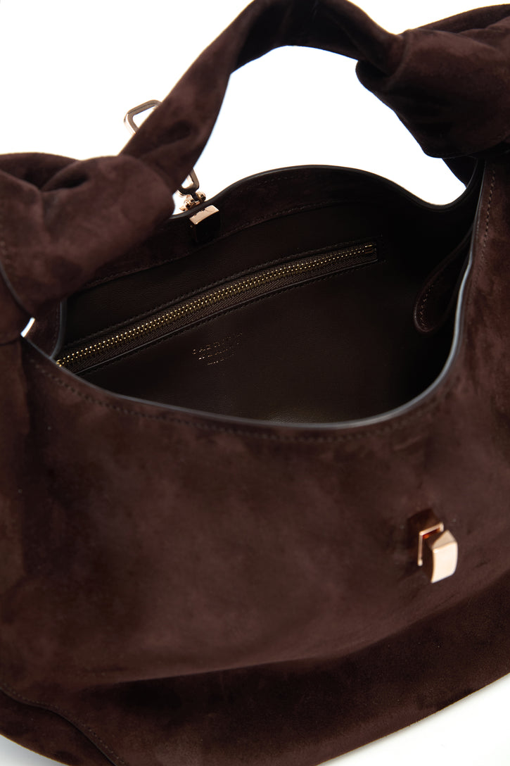 Mini Antonia Bag in Dark Brown Suede