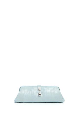 Paola Clutch in Light Blue Snakeskin