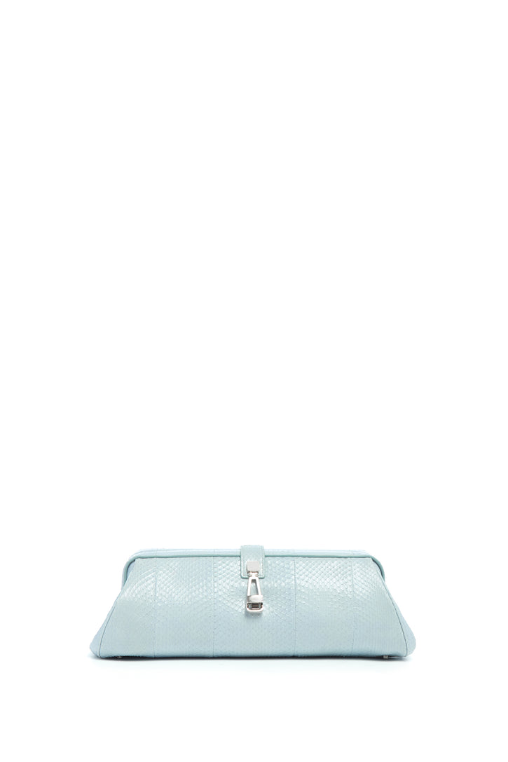 Paola Clutch in Light Blue Snakeskin