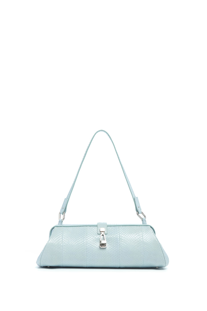 Paola Clutch in Light Blue Snakeskin