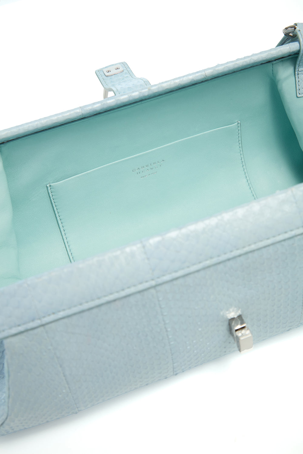 Paola Clutch in Light Blue Snakeskin