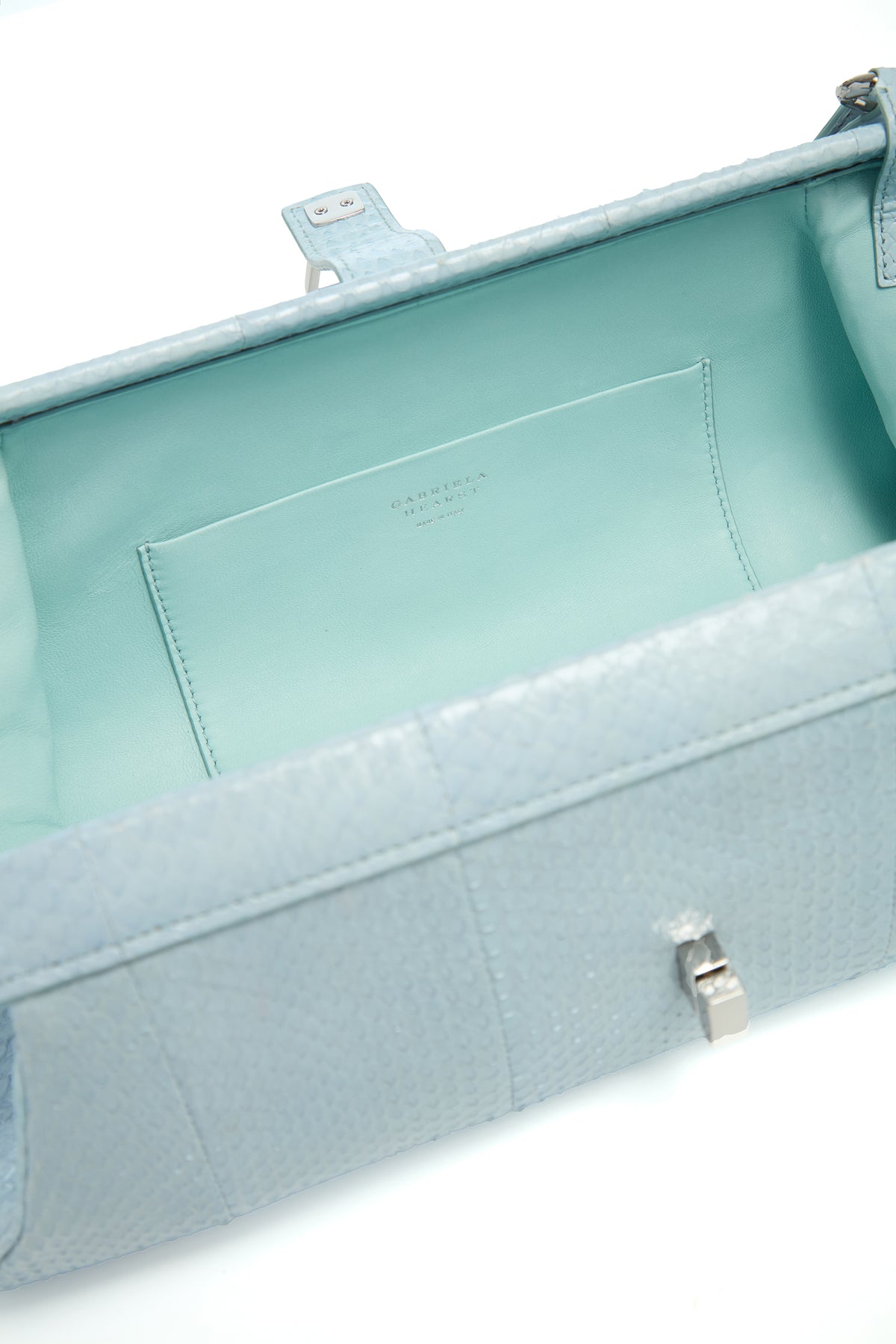 Paola Clutch in Light Blue Snakeskin