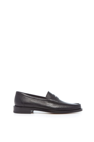 Black Textured Deerskin Pierre Loafer - Side Profile | Gabriela Hearst