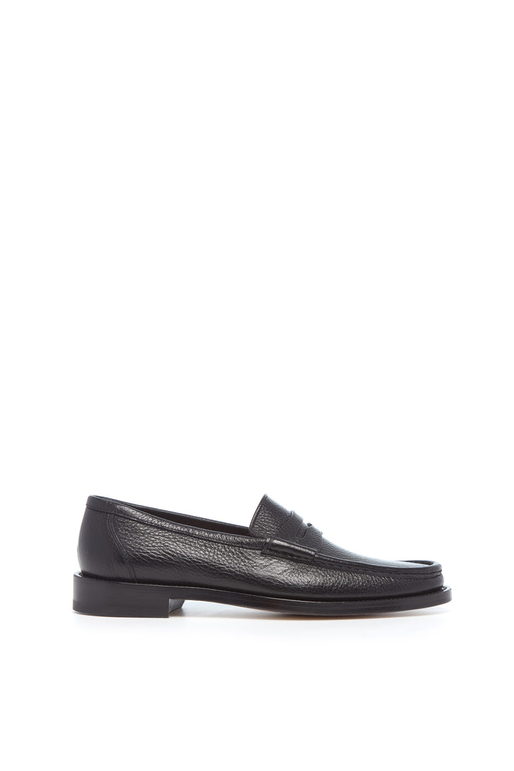 Pierre Loafer in Black Textured Leather