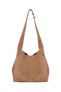 Small Hobo Bag in Dark Sand Suede