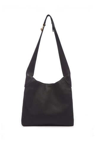 Small Hobo Bag in Black Textured Nappa Leather