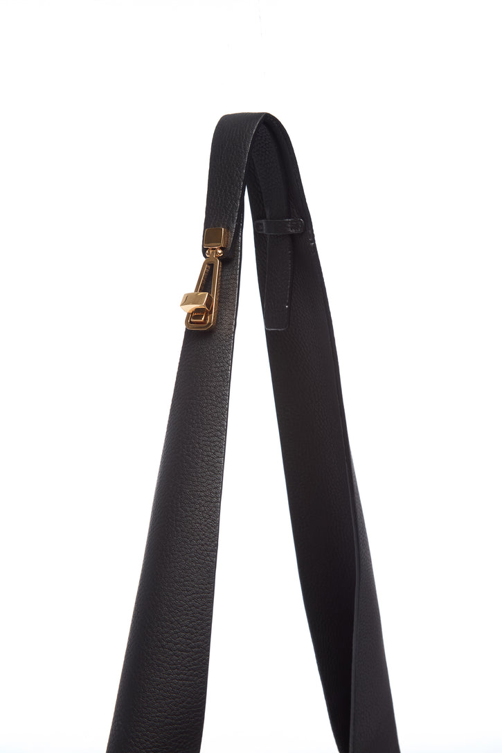 Small Hobo Bag in Black Textured Nappa Leather