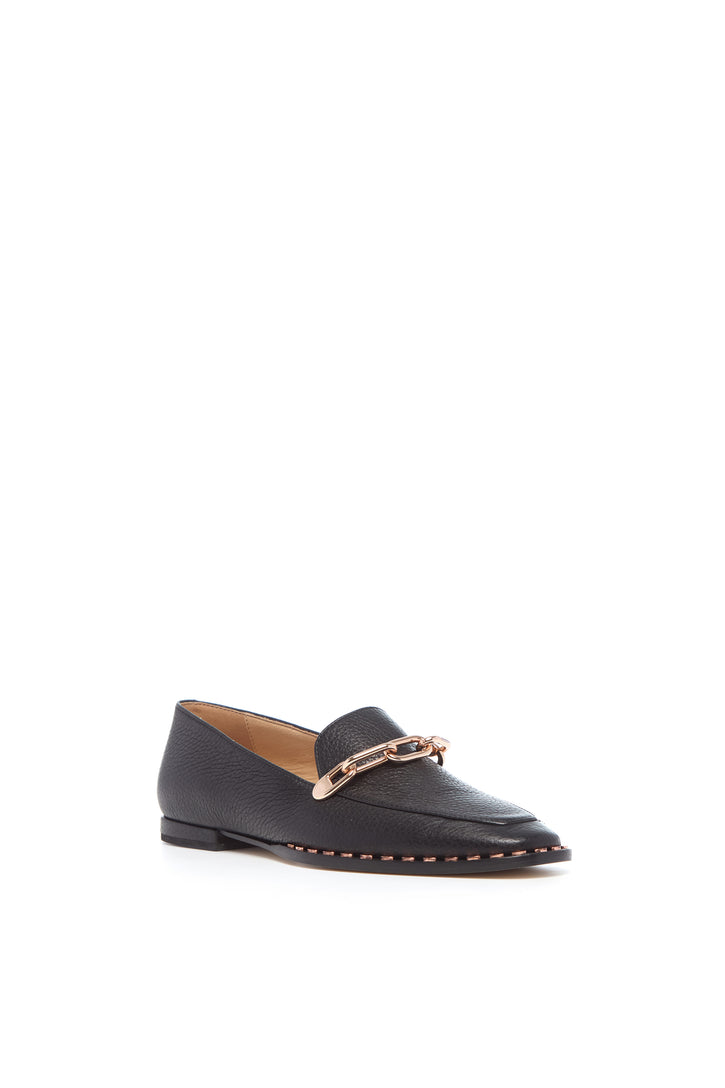 Larisa Loafer in Black Textured Leather