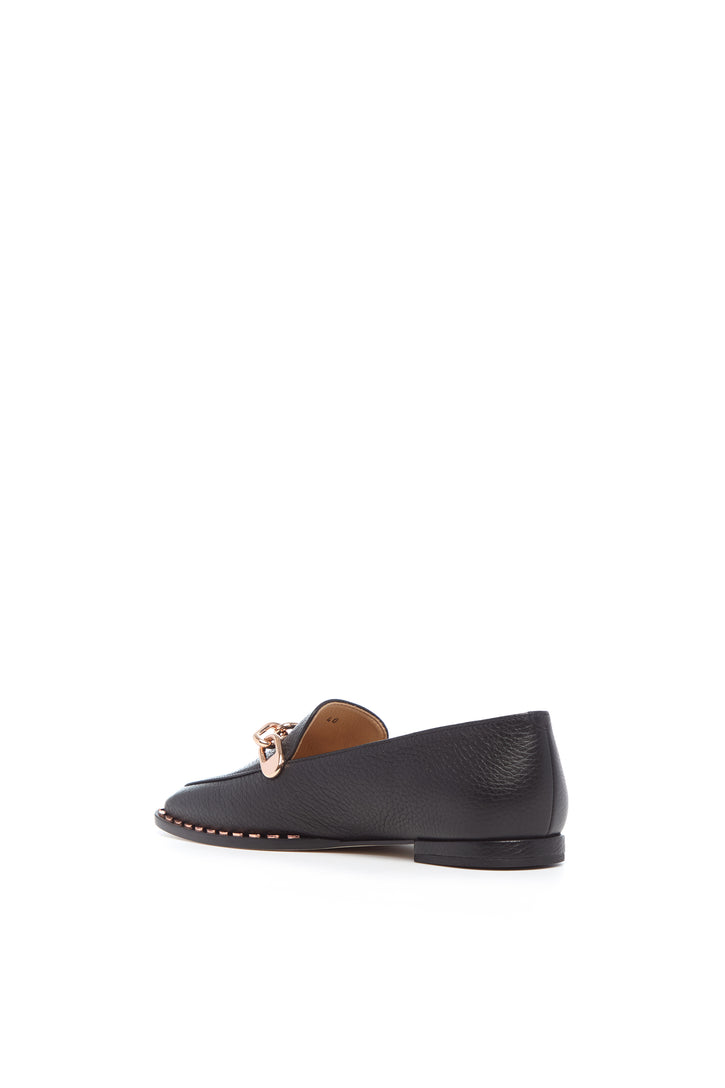 Larisa Loafer in Black Textured Leather