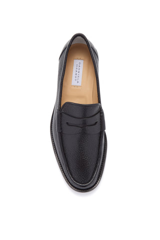 Black Textured Deerskin Pierre Loafer - Top Interior View | Gabriela Hearst