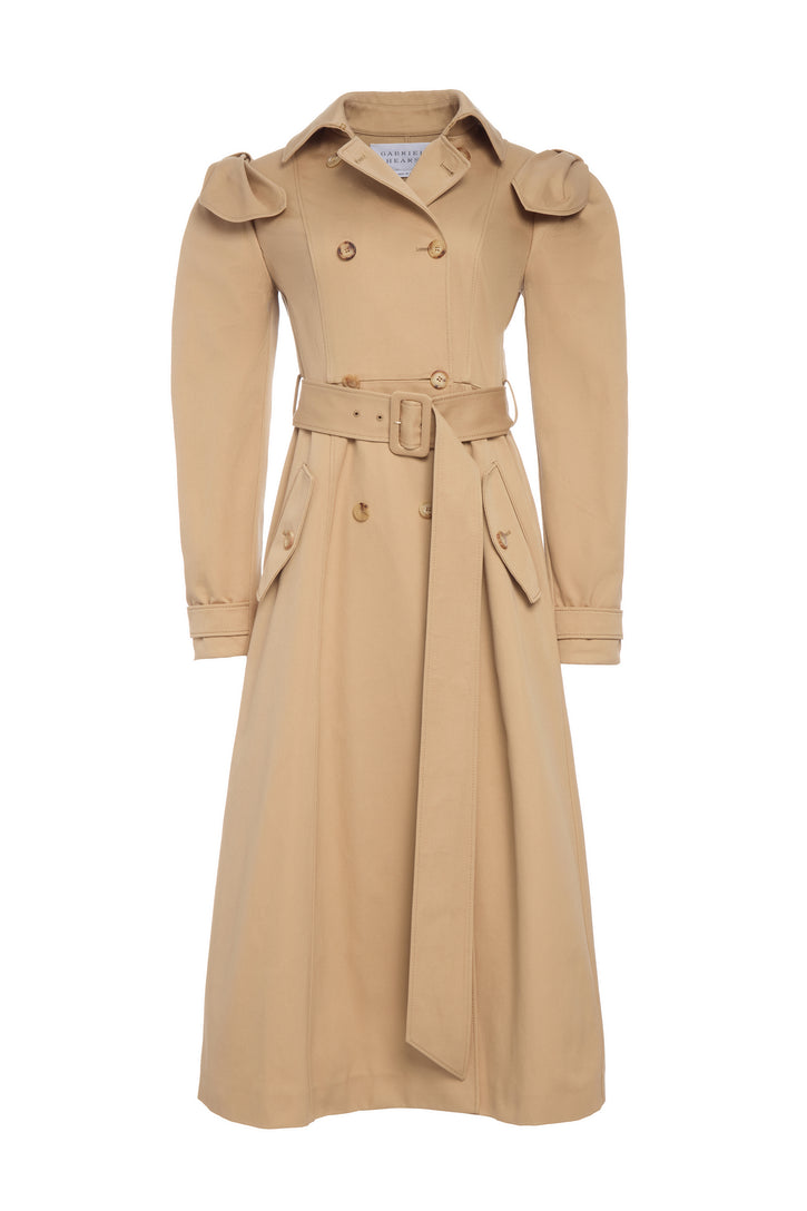 Benedict Trench Coat in Camel Sea Island Cotton Twill