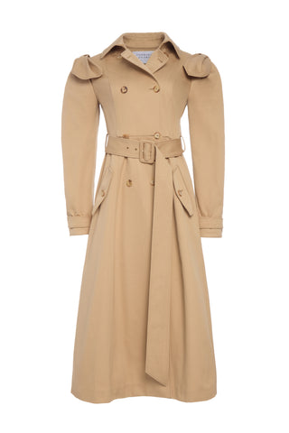 Benedict Trench Coat in Camel Sea Island Cotton Twill