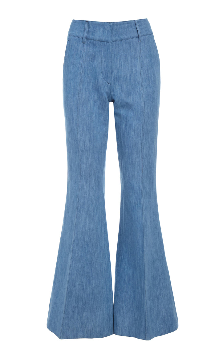 Rhein Flare Pant in Medium Blue Recycled Cotton Linen Denim