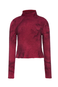 Daina Cropped Knit Turtleneck in Bordeaux Cashmere
