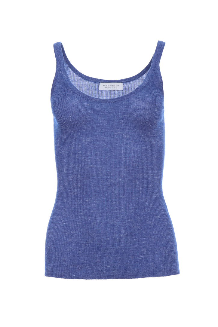 Cinxia Knit Tank Top in Cobalt Cashmere Silk with Hemp