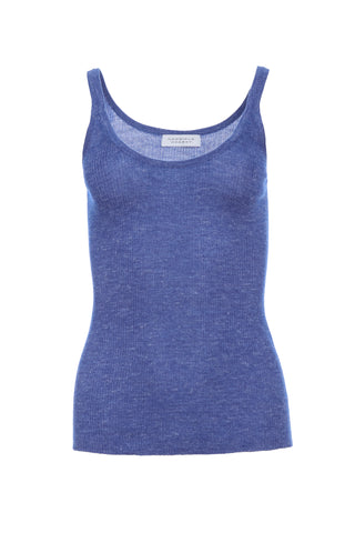 Cinxia Knit Tank Top in Cobalt Cashmere Silk with Hemp