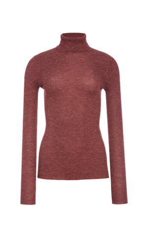 Aldona Knit Turtleneck in Burnt Sienna Cashmere Silk with Hemp