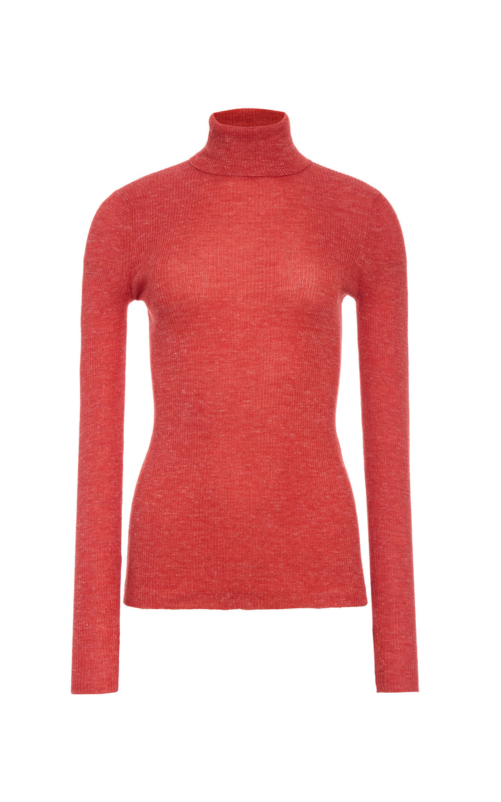 Aldona Knit Turtleneck in Antelope Orange Cashmere Silk with Hemp