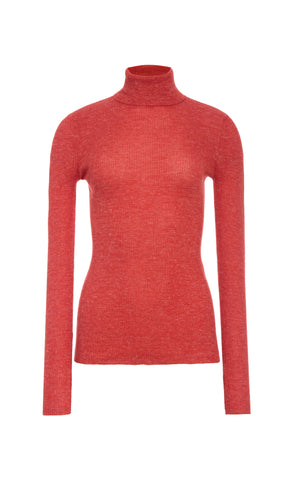 Aldona Knit Turtleneck in Antelope Orange Cashmere Silk with Hemp